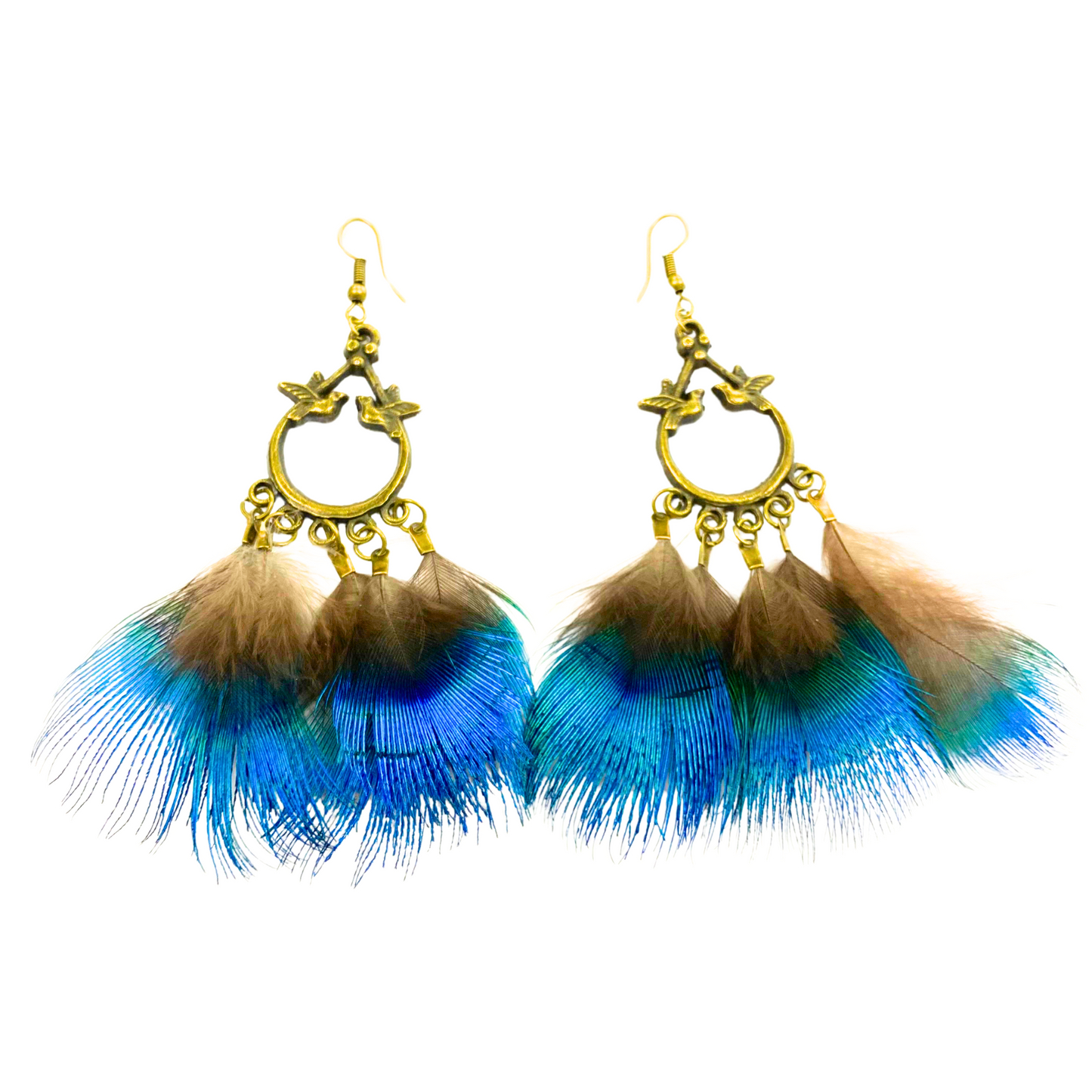 Blue Peacock Chandilier Earrings