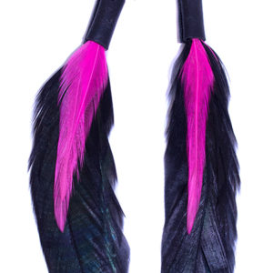 Long Bronze & Pink Feather Earrings