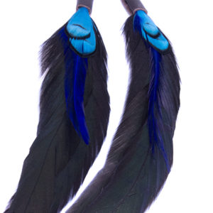 Long Bronze & Turquoise Feather Earrings