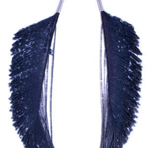 Black Peacock Sword Feather Earrings
