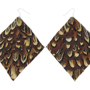 Brown Pheasant Diamond Feather Earrings