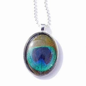 Peacock Glass Pendant Necklace