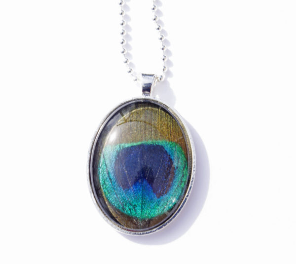 Peacock Glass Pendant Necklace