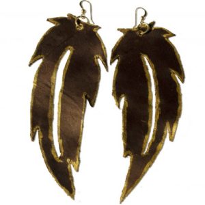 Leather Earrings, Leather Accessories, Leather Feather Earrings