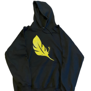 Fire Feather Hoodie Gold Glitter & Black