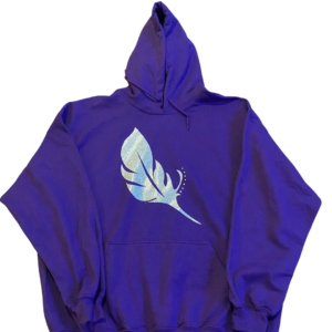 Fire Feather Glitter Hoodie Purple and Silver