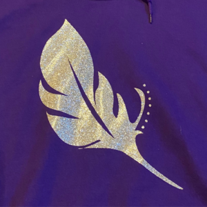 Fire Feather Glitter Hoodie – Purple & Silver