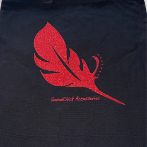 Red Glitter Fire Feather Black Canvas Tote Bag