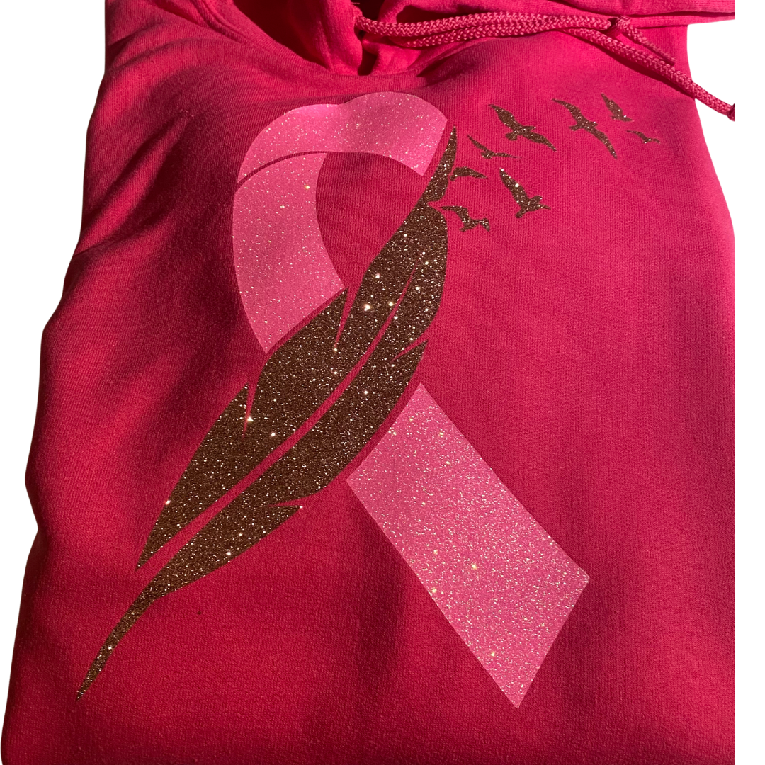 Ribbon & a Feather Hoodie Pink